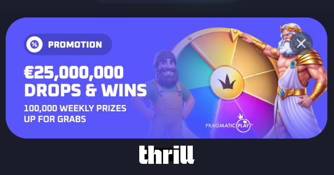 Pagina principală Thrill Casino cu bonus rakeback pentru jucătorii din România